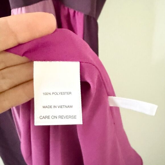 Eva Mendes for NY & Co High Neck Color Block Maxi Dress in Maroon & Pink - XL - Picture 7 of 7